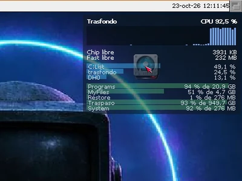 RTG a 1280x1024: el panel translúcido, y un icono encima